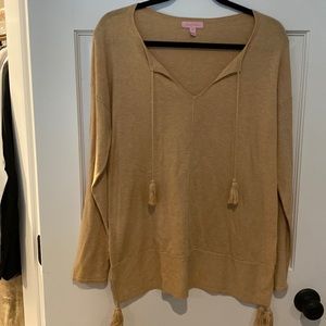 Lily Pulitzer Pull Over Tan Sweater with Tassels
